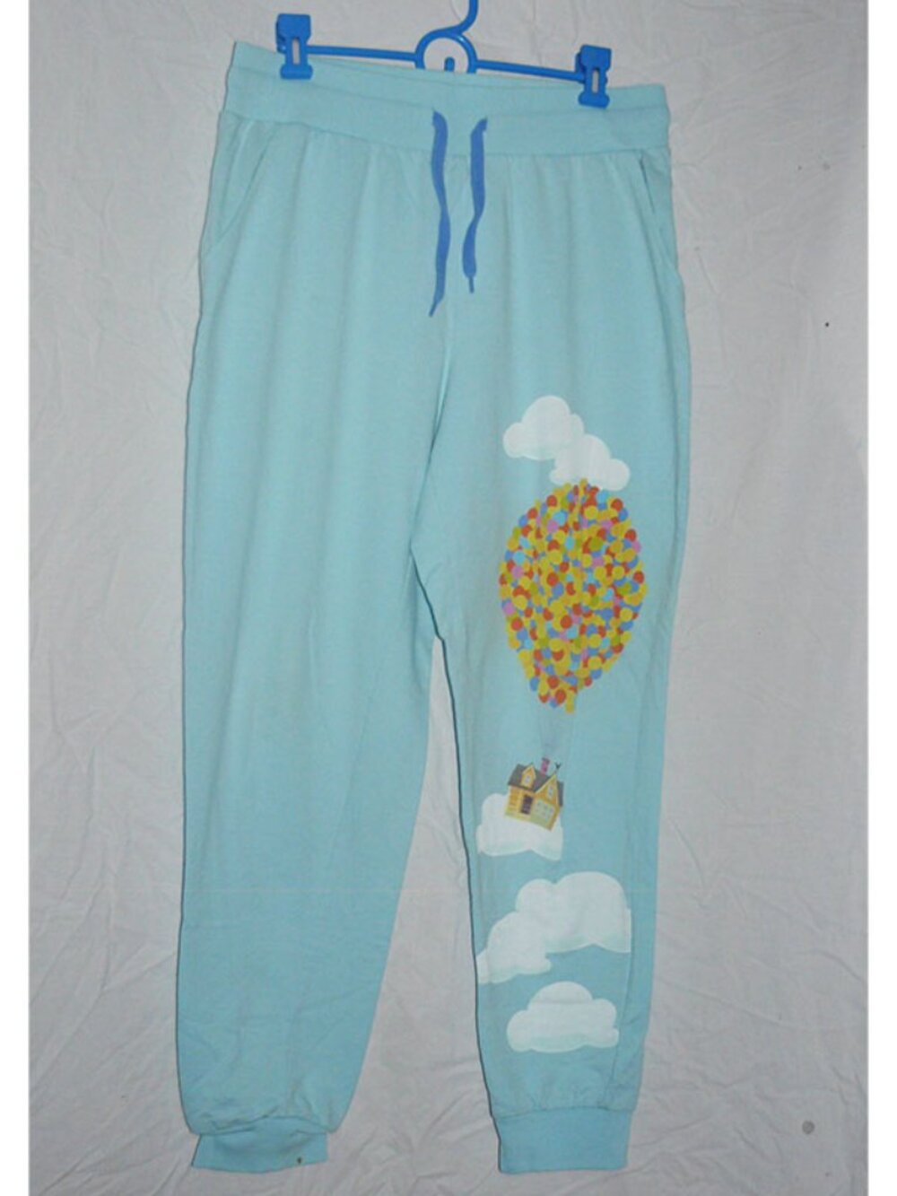 RARE Disney Pixar Up Balloons & House Blue Sweatpants / joggers, GUC, SZ Large